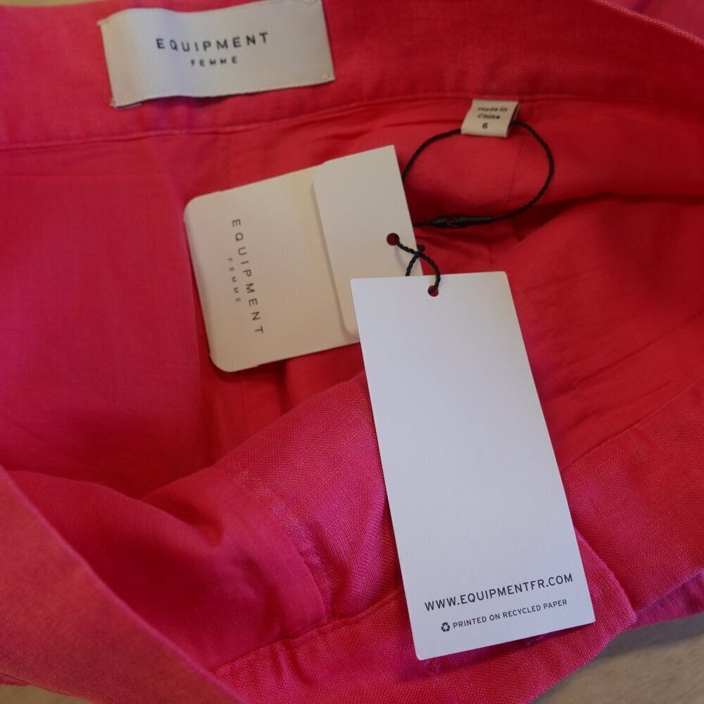 Equipment Women's Sylvette Linen Short size 6 in Pink NWT - Picture 5 of 9